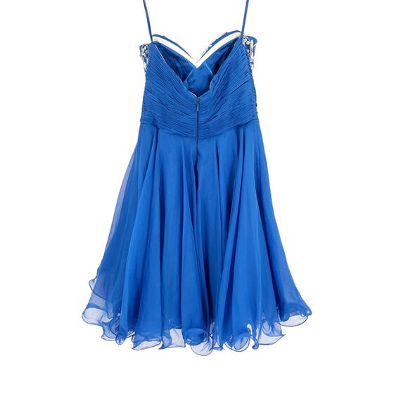 MAC DUGGAL Dress Size 4 Evening Gown Sequin Rhinestone Mini Strapless Blue - Picture 4 of 6